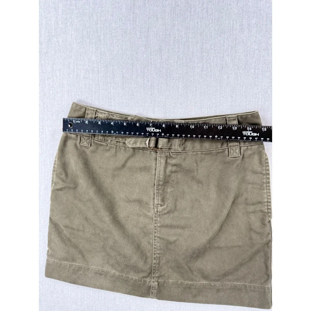 Ralph Lauren Womens Olive Green Cotton Twill Buckle Detail Mini Skirt Size 4 - Picture 2 of 6